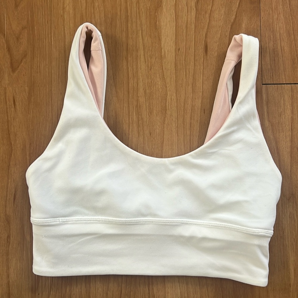 Lululemon Align Reversible Bra in white/mist pink (size 4)